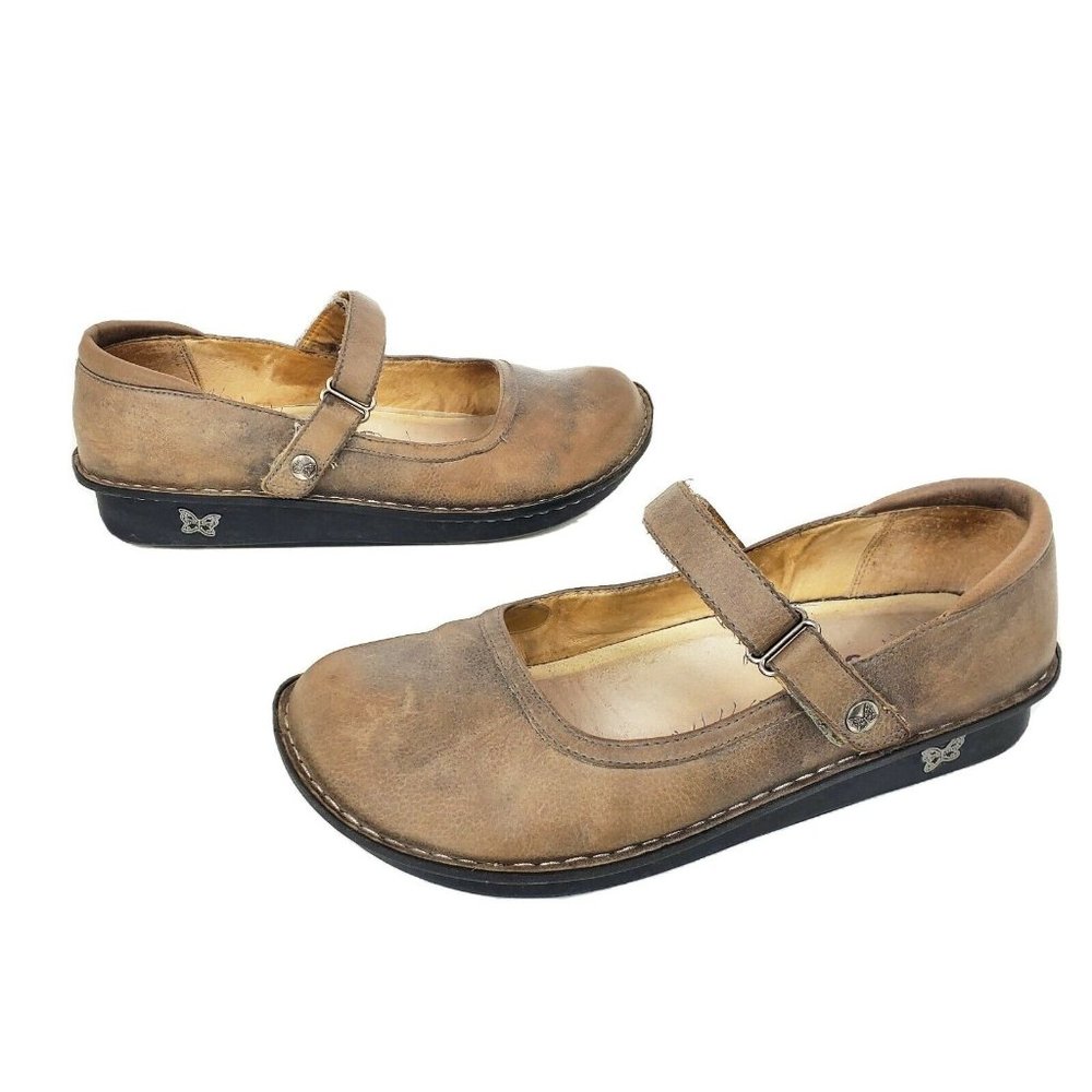 Alegria Womens Belle Stone Wall Leather Mary Jane Shoes Size 41